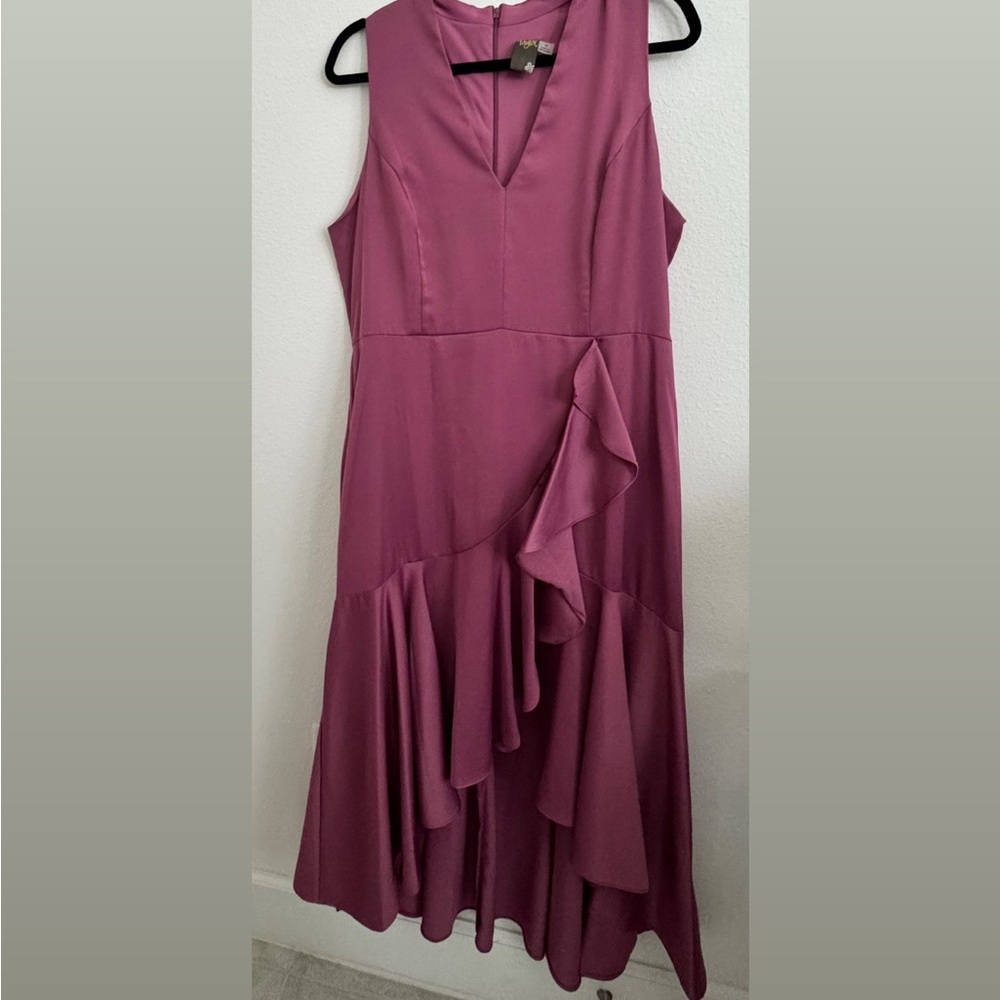 Taylor Pink Asymmetrical Wrap Sundress